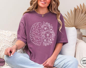 Floral Brain Anatomy Shirt, Mental Health Tee, Neuro Nurse Sweatshirt, Neurology Gift, Neuro ICU Nurse Appreciation, Nursing Student Gift