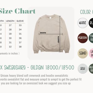 Może przedstawiać: Tabela rozmiar&oacute;w dla unisexowej bluzy z wymiarami w calach dla szerokości, długości i rękawa. Tabela pokazuje rozmiary od S do 3XL. Bluza jest dostępna w r&oacute;żnych kolorach, w tym białym, czarnym, szarym sportowym, bordowym, zielonym leśnym, ciemnym melanżowym, piaskowym, jasnor&oacute;żowym, jasnoniebieskim, popielatym, zielonym wojskowym i granatowym.