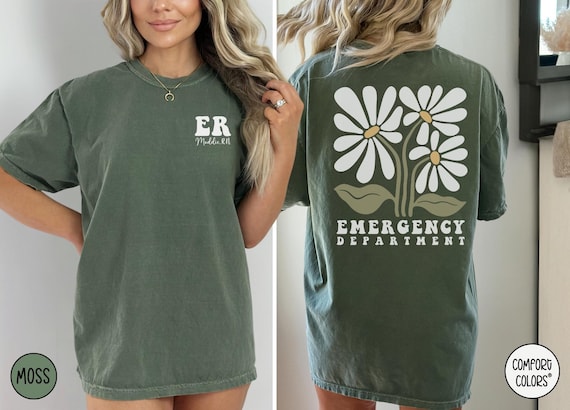 Personalized Emergency Nurse Shirt, Custom ER Nurse Tshirt, Emergency Department Shirt, Floral ER Nurse Gift Er Nurse Tee ER Department Gift