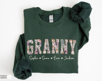 Personalized Granny Sweatshirt with Names, Custom Grandma Shirt with Grand kids, Granny Gift, New Granny Sweater,Grandmother Crewneck