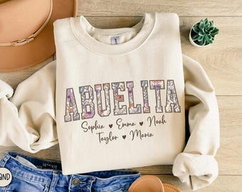Personalized Abuelita Sweatshirt, Custom Abuela Shirt with Names, Spanish Grandma Gift, Mothers Day Abuela, New Abuela Reveal, Birthday Gift