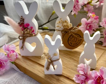 Easter bunny set made of cast ceramic, table decoration, Easter decoration