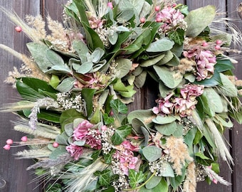 Hydrangea wreath - fresh, hand-tied door and decorative wreath, table decoration, gift idea