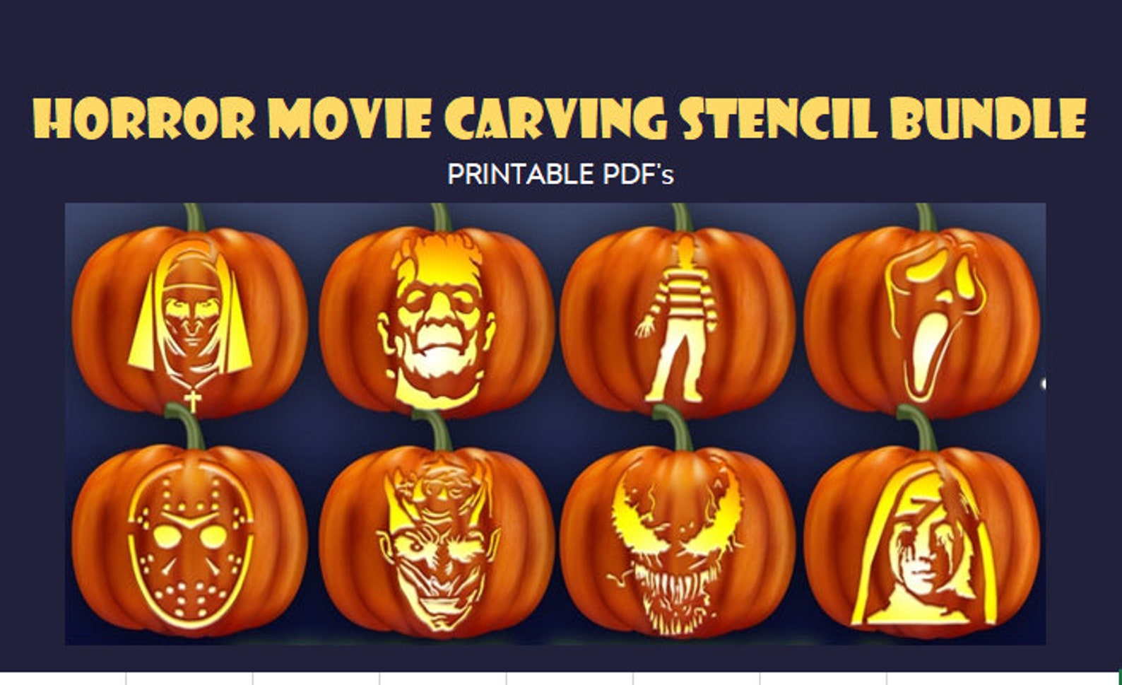 Horror Movie Pumpkin Stencils 8 Digital Downloads Etsy horror-movie-pumpkin-stencils-8-digital-downloads-etsy