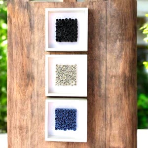 Set Of Three Ceramic Wall Decor | Handmade Porcelain Framed Wall Art | Modern, Minimalist Home Decor | Black Ceramic Wall Hanging