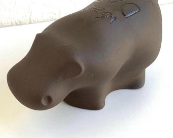 Figura de hipopótamo de gres personalizada / Decoración nórdica, regalo de San Valentín para amantes de los animales