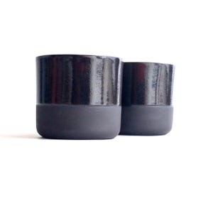 Handmade Black Ceramic Wine Tumblers: Nordic Minimalist Drinkware Set