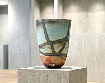 Handmade Saggar Fired Ceramic Vase | Pot for Dry Floral Arrangements