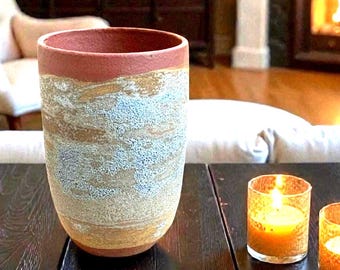 Jarrón de cerámica artesanal con textura de coral / Gres inspirado en los arrecifes, decoración Wabi-Sabi