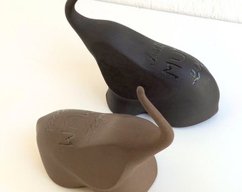 Abstract Elephant Sculpture, Stoneware Pottery, Minimalist Nordic Animal Figurine