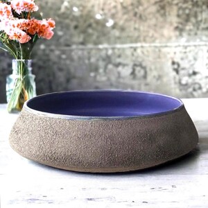Blue Ceramic Bowl Home Decor Handmade Pottery Decorative Bowl.Beach House Livingroom Decor.