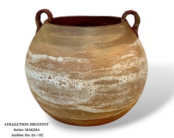 Jarrón de cerámica artesanal / Maceta con textura Wabi Sabi, artesanía avanzada