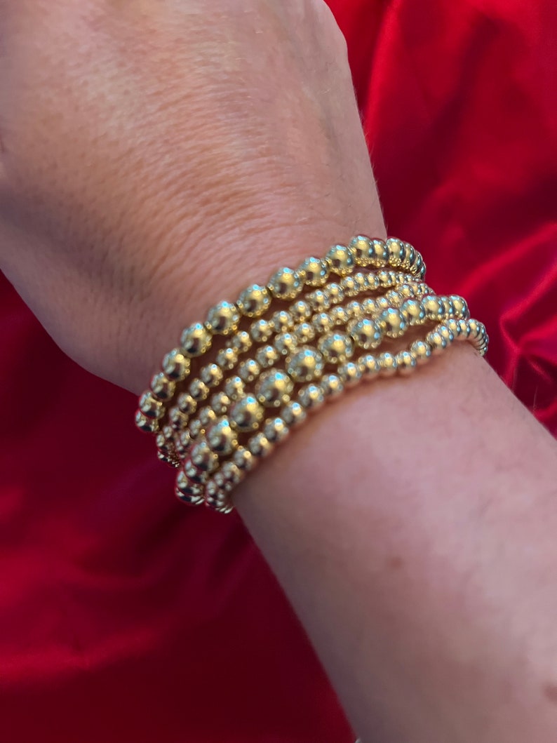 Gold Layered Beaded Bracelets for Stacking 5 Pieces Etsy