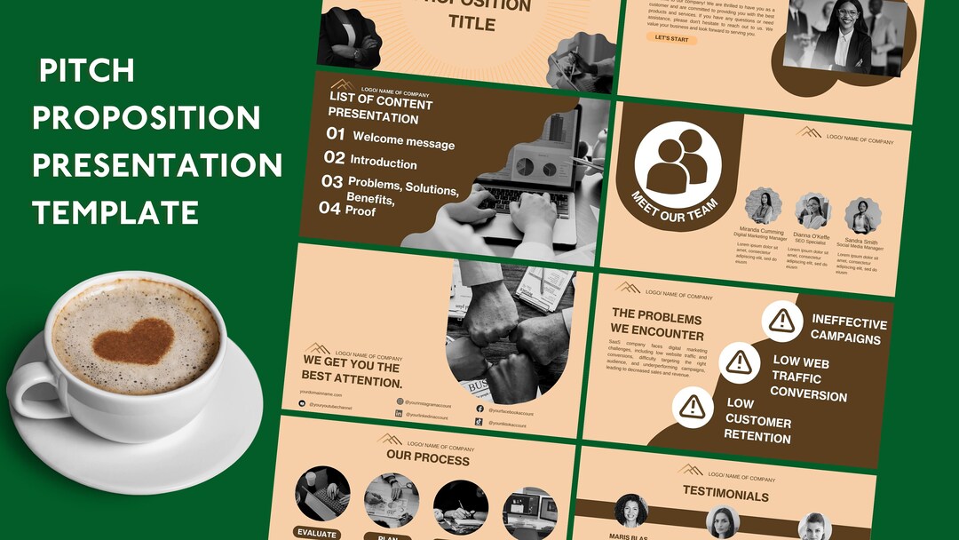 Coffee Pitch Presentation Template Canva Template Business Etsy