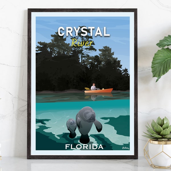 Crystal River, Florida | Travel Poster | Modern Wall Art