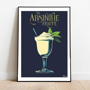 Póster de cóctel Frappé de absenta: pósteres verticales mate, impresiones artísticas de cócteles, decoración, arte de pared, decoración del hogar, regalo de cóctel