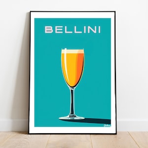 The Bellini Cocktail Poster - Matte Vertikale Poster, Cocktail Kunstdruck, Dekor, Wandkunst, Wohnkultur, Cocktail Geschenk