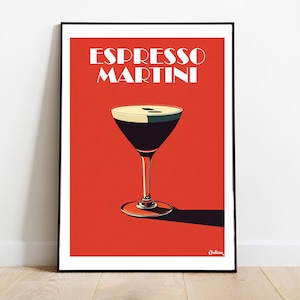 Póster de cóctel Espresso Martini Red Edition: pósteres verticales mate, impresiones artísticas de cócteles, decoración, arte de pared, decoración del hogar, regalo de cóctel