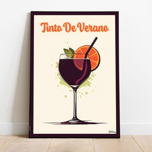 Póster de cóctel Tinto de Verano: pósters verticales mate, impresiones artísticas de cócteles, decoración, arte de pared, decoración del hogar, regalo de cóctel