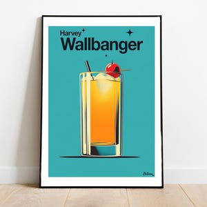 Póster de cóctel Harvey Wallbanger: pósteres verticales mate, impresiones artísticas de cócteles, decoración, arte de pared, decoración del hogar, regalo de cóctel