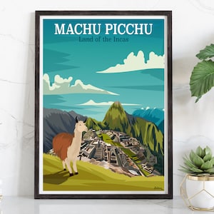 Machu Picchu / Peru Travel Poster / Travel Illustration / Travel Keepsake / World Travel Poster / Gift Idea/ Vintage Travel Poster