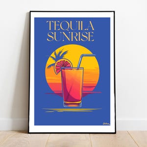 Der Tequila Sunrise Cocktail Poster - Matte Vertikale Poster, Cocktail Kunstdruck, Dekor, Wandkunst, Wohnkultur, Cocktail Geschenk