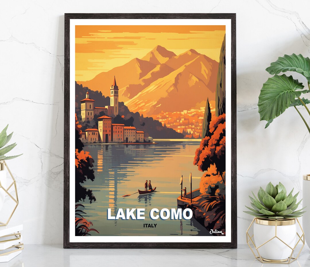 lake como italy travel poster art print (digital... Lake Como | Italy | Travel Poster | Modern Wall Art - Etsy
