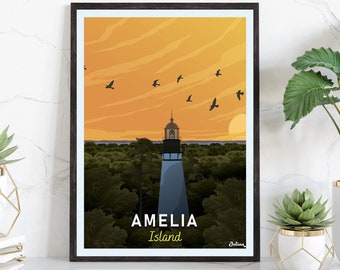 Amelia Island Travel Poster | Modern Wall Art European Prints - Unframed Prints