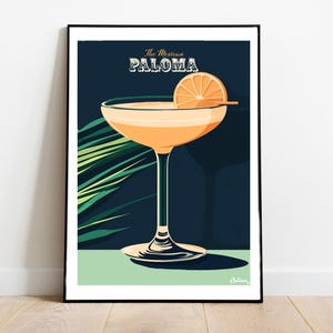 Póster de cóctel Paloma mexicana: pósters verticales mate, impresiones artísticas de cócteles, decoración, arte de pared, decoración del hogar, regalo de cóctel