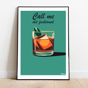 Póster de cócteles a la antigua usanza: pósteres verticales mate, impresiones artísticas de cócteles, decoración, arte de pared, decoración del hogar, regalo de cócteles