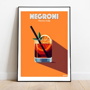 The Negroni Cocktail Poster - Matte Vertikale Poster, Cocktail Kunstdruck, Dekor, Wandkunst, Wohnkultur, Cocktail Geschenk