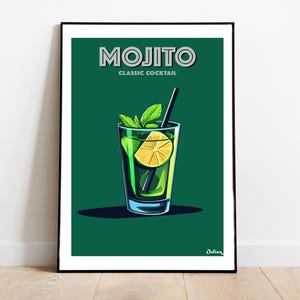 El Mojito Cocktail Poster - Matte Vertikale Poster, Cocktail Kunstdruck, Dekor, Wandkunst, Wohnkultur, Cocktail Geschenk