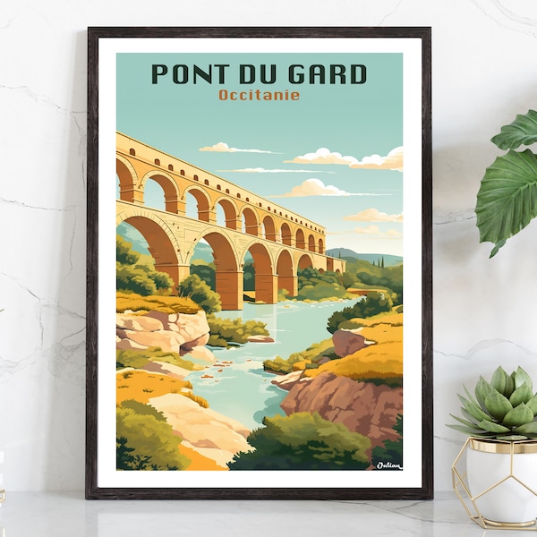 Pont du Gard France | affiche de voyage | Art mural moderne