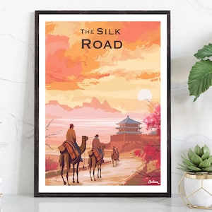De zijderoute | Reisposter | Moderne muurkunst