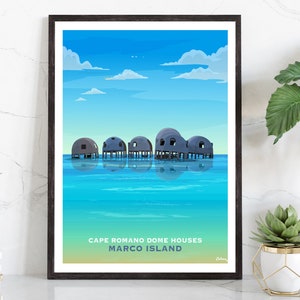 Domy kopułowe Cape Romano | Plakat podróżniczy | Nowoczesna sztuka ścienna
