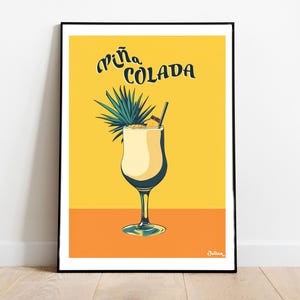 Der Pina Colada Cocktail Poster - Matte Vertikale Poster, Cocktail Kunstdruck, Dekor, Wandkunst, Wohnkultur, Cocktail Geschenk