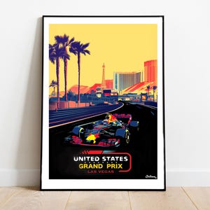 Póster del Gran Premio de Las Vegas de Fórmula 1 (F1) - Pósters verticales mate, impresión artística de F1, decoración, arte mural, decoración del hogar, póster de F1 para regalar