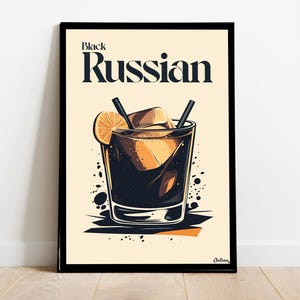 Der schwarze russische Cocktail Poster - Matte Vertikale Poster, Cocktail Kunstdruck, Dekor, Wandkunst, Wohnkultur, Cocktail Geschenk