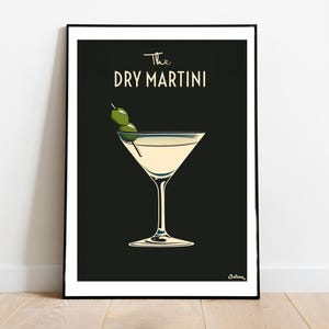 Póster de cóctel Dry Martini Black Label: pósteres verticales mate, impresiones artísticas de cócteles, decoración, arte de pared, decoración del hogar, regalo de cóctel