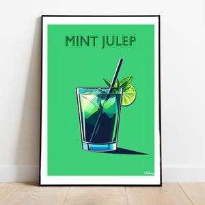 Póster de cóctel Mint Julep: pósters verticales mate, impresiones artísticas de cócteles, decoración, arte de pared, decoración del hogar, regalo de cóctel