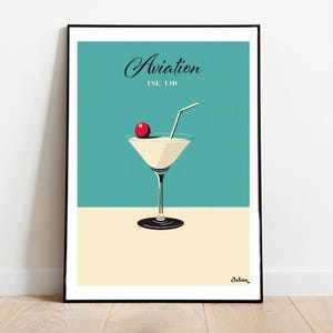 Póster de cóctel de aviación: pósteres verticales mate, impresiones artísticas de cócteles, decoración, arte de pared, decoración del hogar, regalo de cóctel