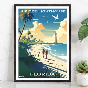 Jupiter Lighthouse, Florida | Travel Poster | Modern Wall Art