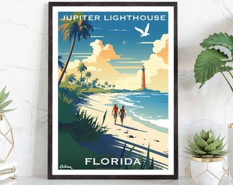 Jupiter Lighthouse, Florida | Travel Poster | Modern Wall Art