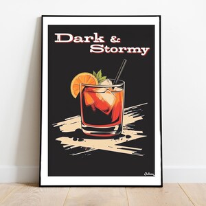Póster de cóctel The Dark and Stormy: pósters verticales mate, impresiones artísticas de cócteles, decoración, arte de pared, decoración del hogar, regalo de cóctel