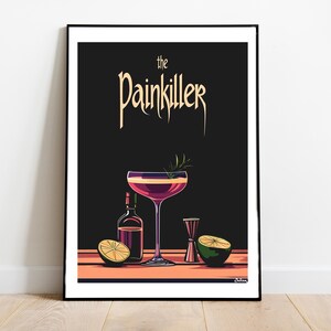 Póster de cóctel Painkiller: pósters verticales mate, impresiones artísticas de cócteles, decoración, arte de pared, decoración del hogar, regalo de cóctel