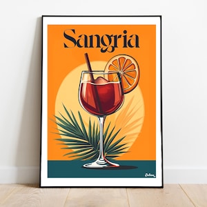 Der Sangria Cocktail Poster - Matte Vertikale Poster, Cocktail Kunstdruck, Dekor, Wandkunst, Wohnkultur, Cocktail Geschenk