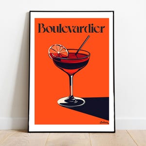 Póster de cóctel Boulevardier: pósters verticales mate, impresiones artísticas de cócteles, decoración, arte de pared, decoración del hogar, regalo de cóctel