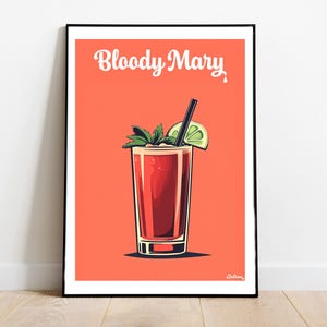 The Bloody Mary Cocktail Poster - Matte Vertikale Poster, Cocktail Kunstdruck, Dekor, Wandkunst, Wohnkultur, Cocktail Geschenk