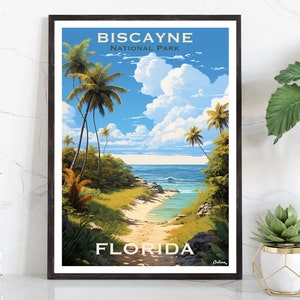 Parque Nacional Biscayne, Florida / Cartel de viaje / Arte moderno de la pared