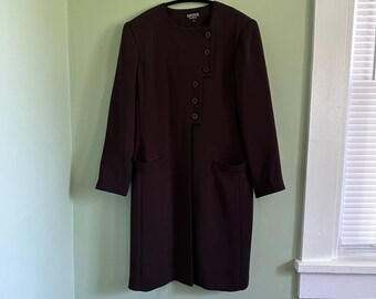 Vintage 80s Kasper asl brown midi coat size 12.